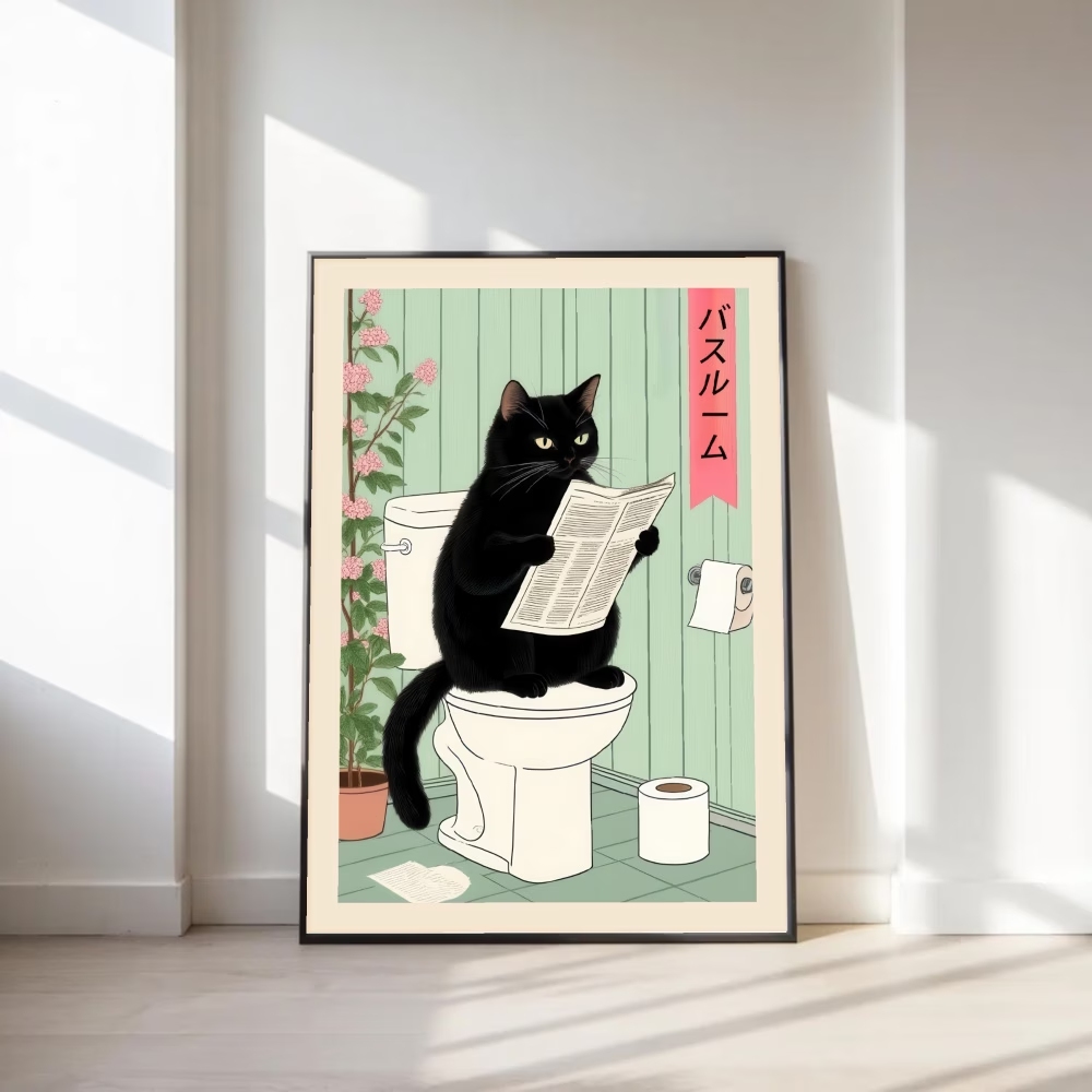 Home Decor Cat - Moderne, retro interessante toilet kat muur