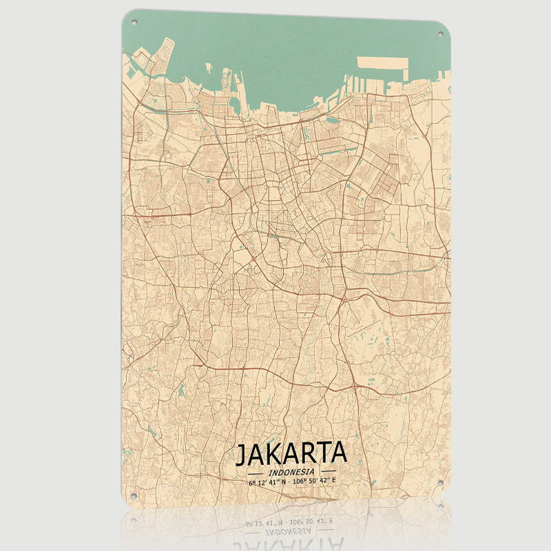 Home Decor Jakarta - Jakarta Vintage Kaart Gedrukt Poster Custom