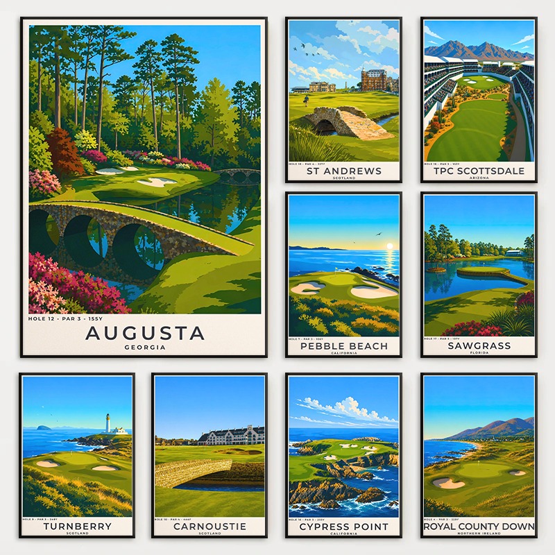 Home Decor Location - Moderne golflocaties reislandschap poster Sawgrass Augusta