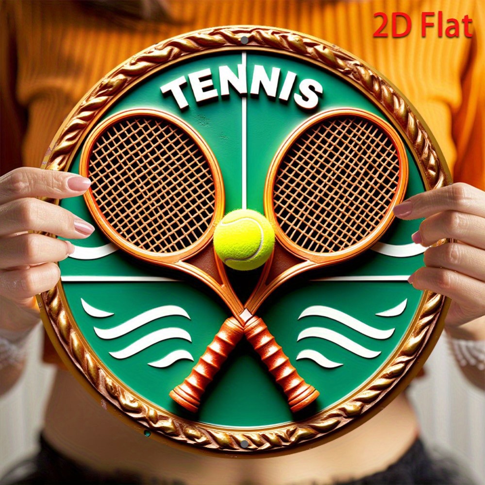 Home Decor Logo - 1-delig retro tenniswedstrijd aluminium wandkunstlogo met
