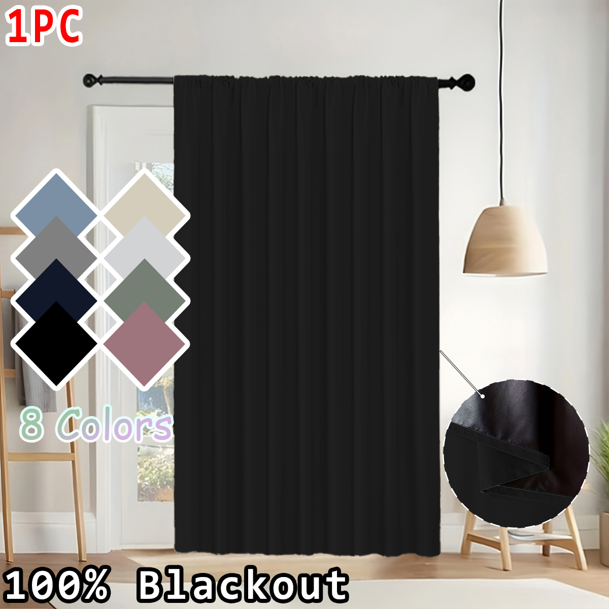 Home Decor Curtains - 1 stuk eenvoudige effenkleurige 100% verduisterende