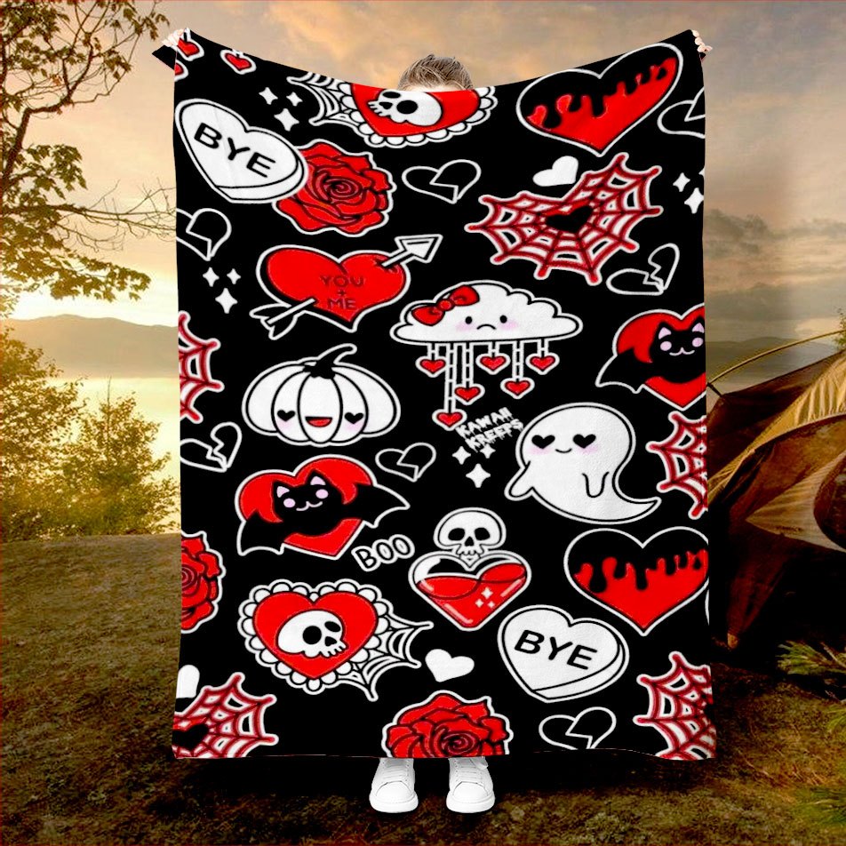 Home Decor Design Ideas - Kawaii Halloween Deken Gotisch Liefde Thema