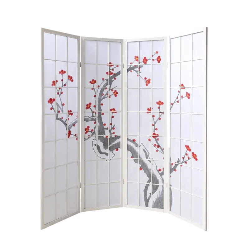Home Decor Zen Style - Handgeschilderd massief houten vouwscherm, kamerverdeler in