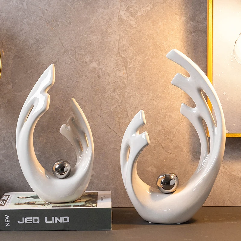 Home Decor Modern Organic - Eenvoudige witte keramische holle decoratieve ambachten,