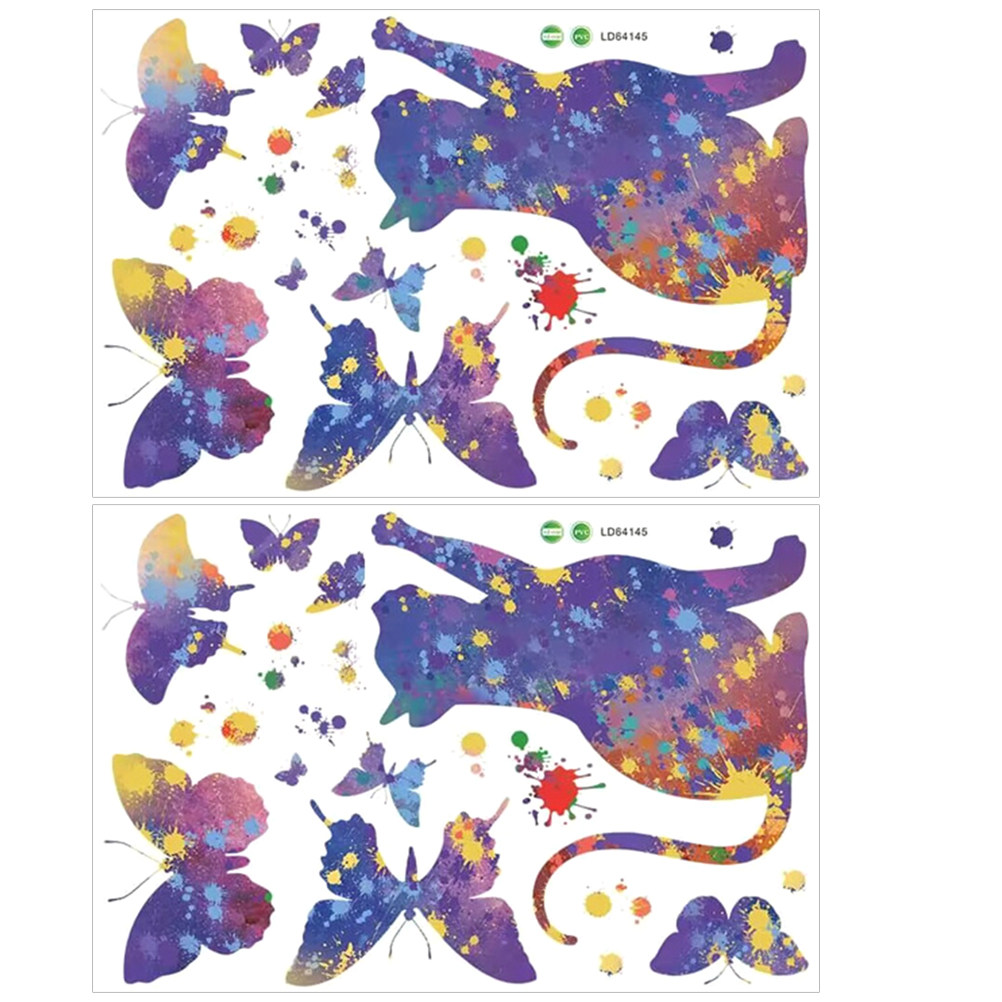 Home Decor Cat - 2 vellen kattensticker voor muurvlinder, woondecoratie,