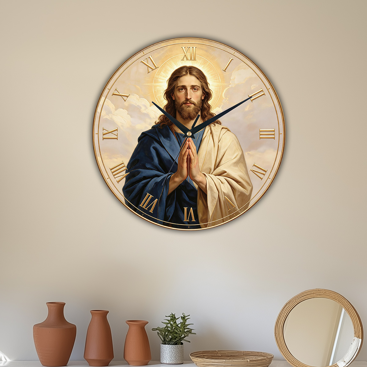 Home Decor Location - 1 stuk houten gebedspositiemotief wandklok, geschikt