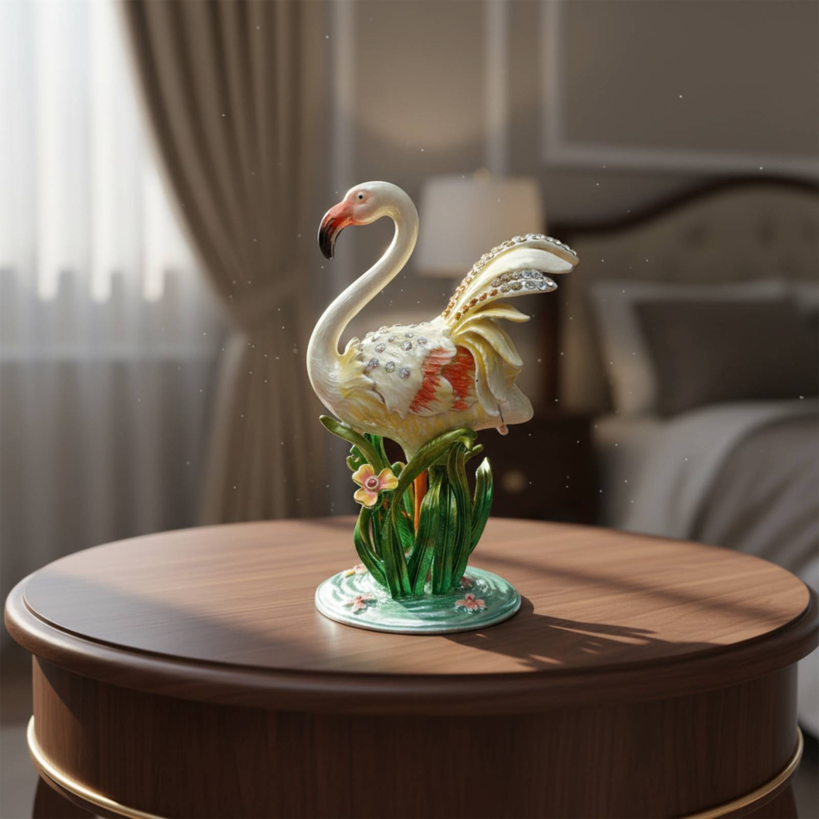 Home Decor Design Ideas - Metalen Flamingo Sieradendoosje met Juwelen, Emaille