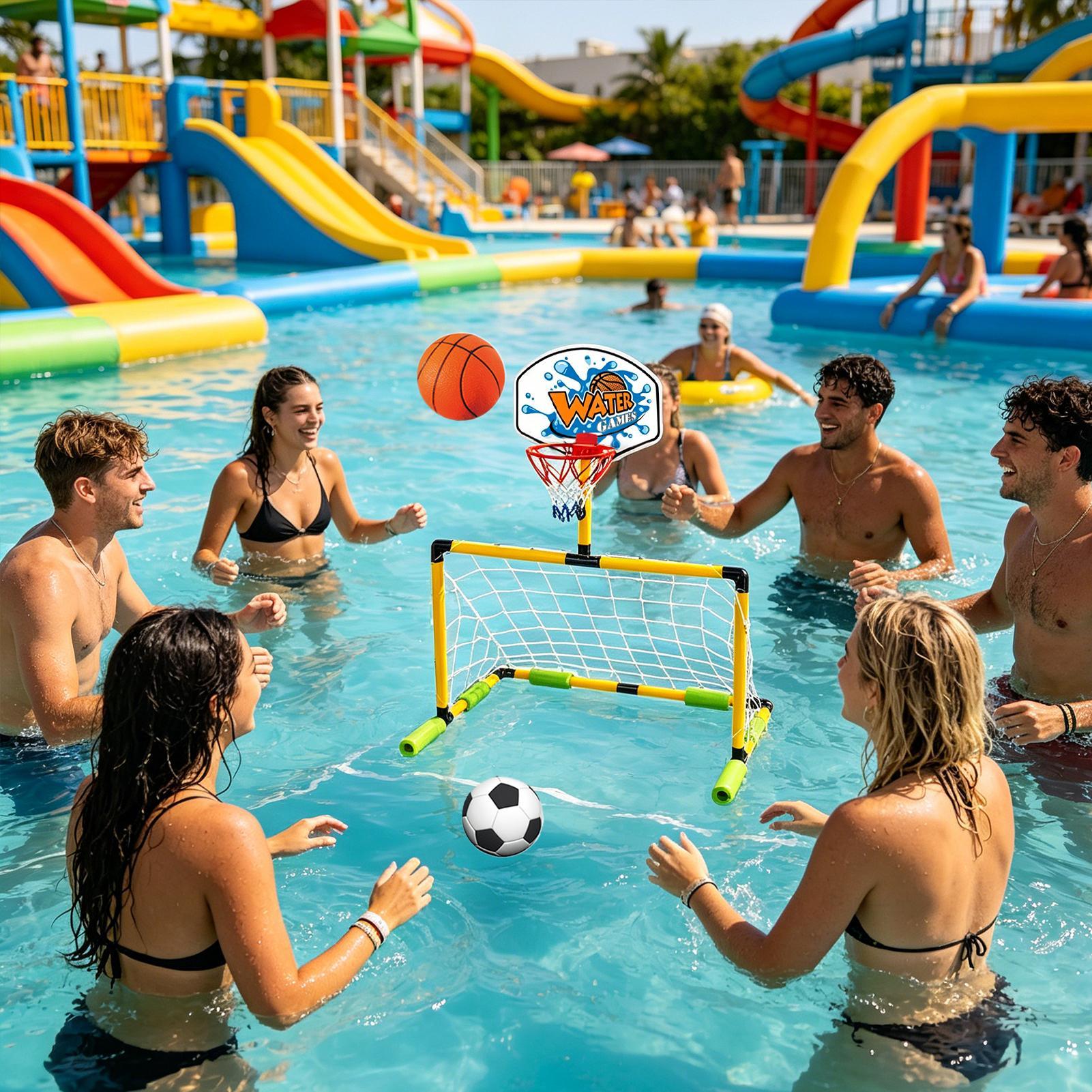 Floating Shelves - Zwembadbasketbalring 2-in-1 voetbaldoel basketbalset drijvend waterspel