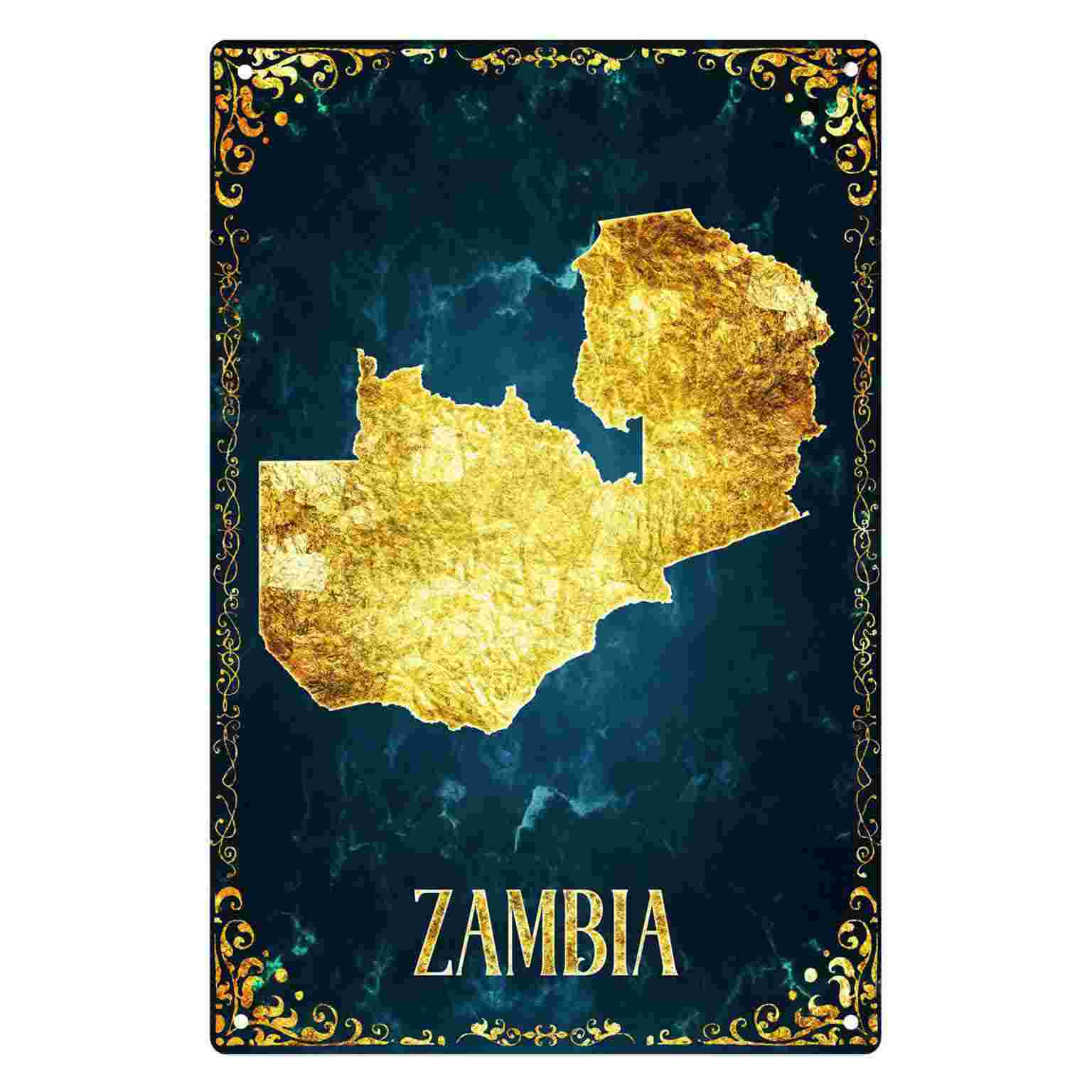 Home Decor Zambia - 2D FLAT 1pc Zambia Goudfolie Kaart