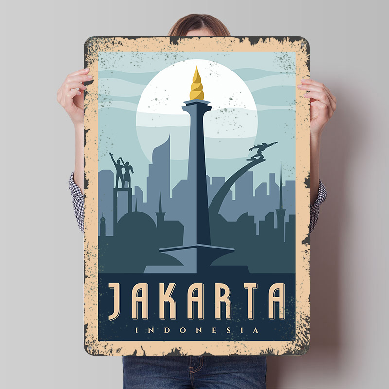 Home Decor Jakarta - Jakarta Indonesië Reizen Metalen Poster Aangepaste