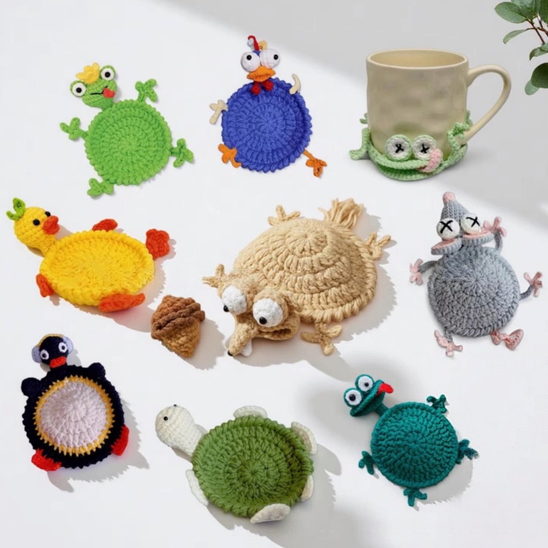 Yarn Home Decor - Creatieve gehaakte hagedis onderzetter, leuk handgemaakt
