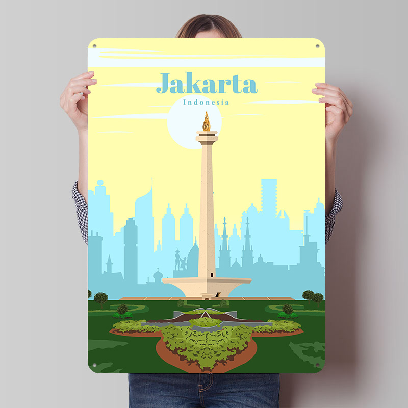 Home Decor Jakarta - Reis naar Jakarta Poster afdrukken Aangepaste