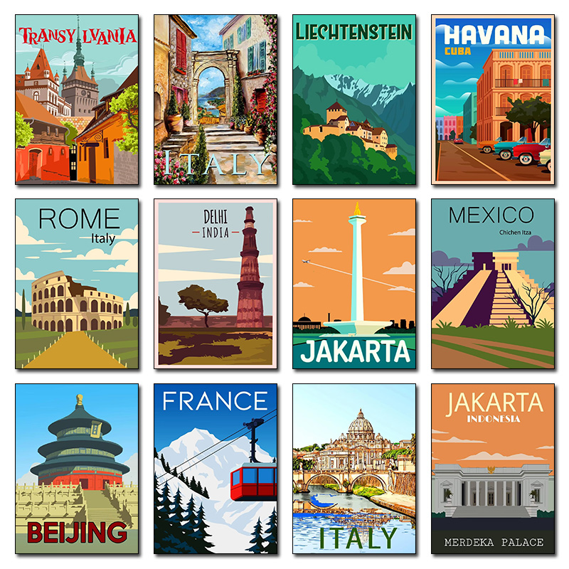 Home Decor Jakarta - Moderne stadspunten Beijing Mexico Italië Jakarta