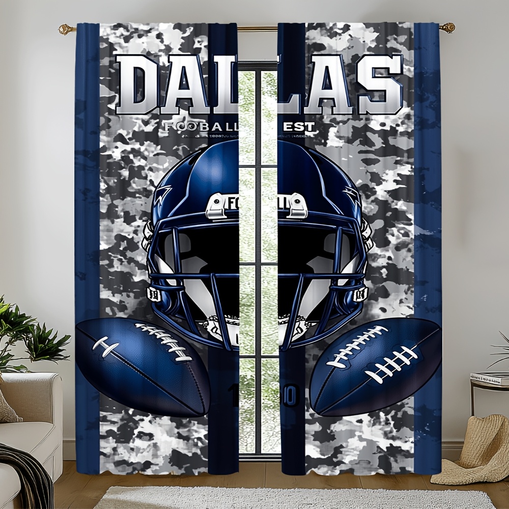 Home Decor Dallas - Dallas voetbal deurgordijnen 2 stuks, blauw