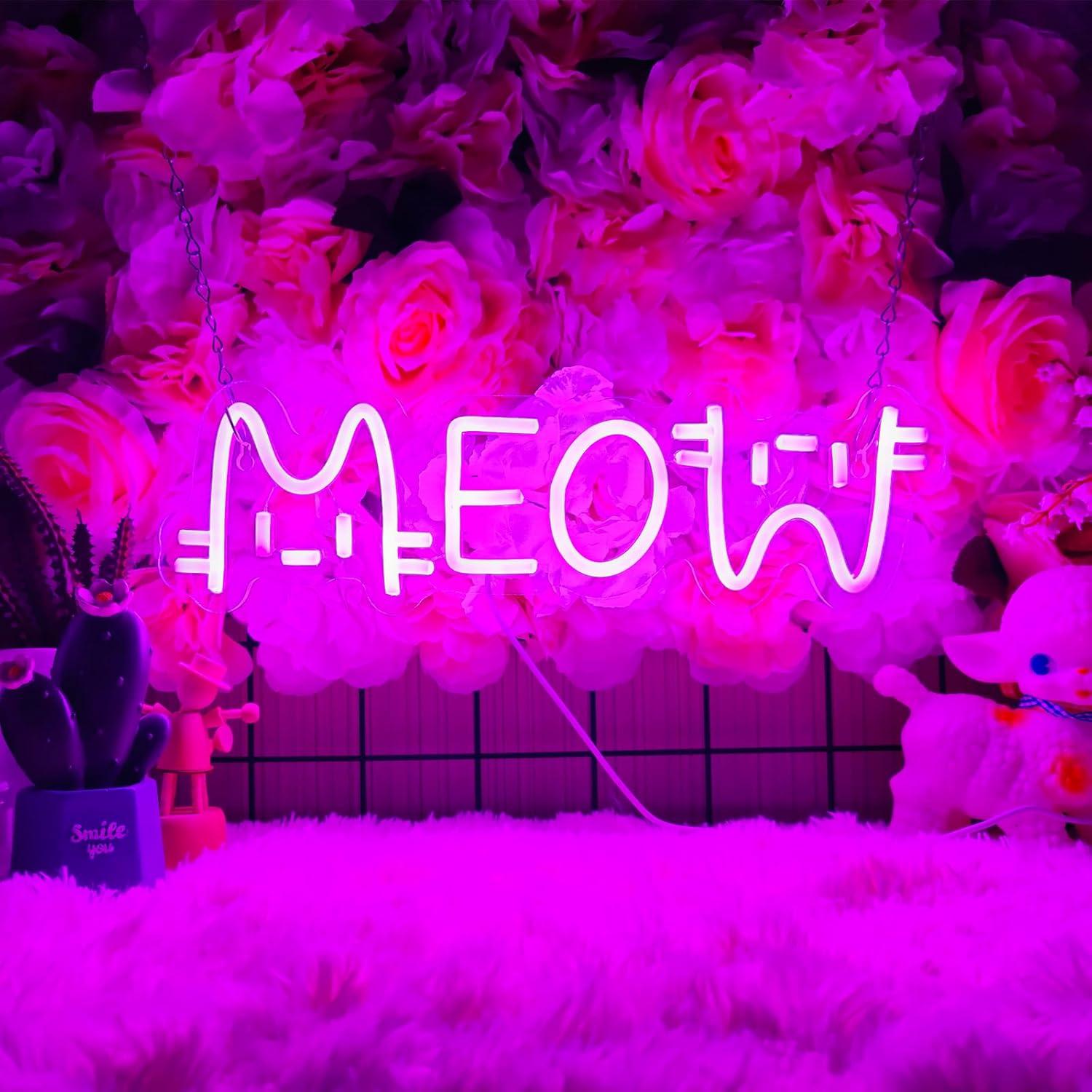 Home Decor Cat - Miauw Neonbord Kat USB-aangedreven LED Dimbare