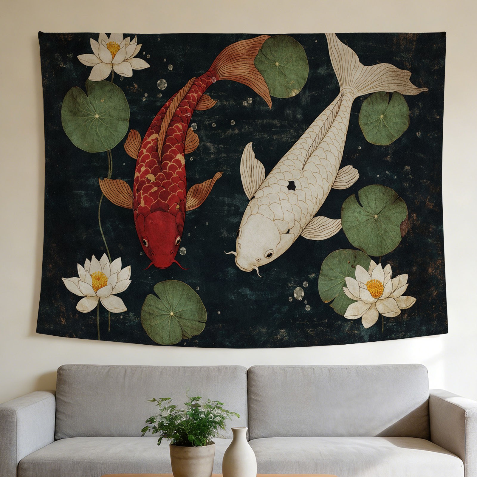 Home Decor Zen Style - Luxe Koi Vis en Lotus Bloem