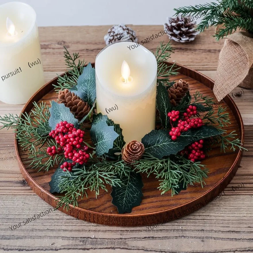 Home Decor Simulator - Kerstdecoratie bladkaarsenhouder krans, tafeldecoratie voor thuis,