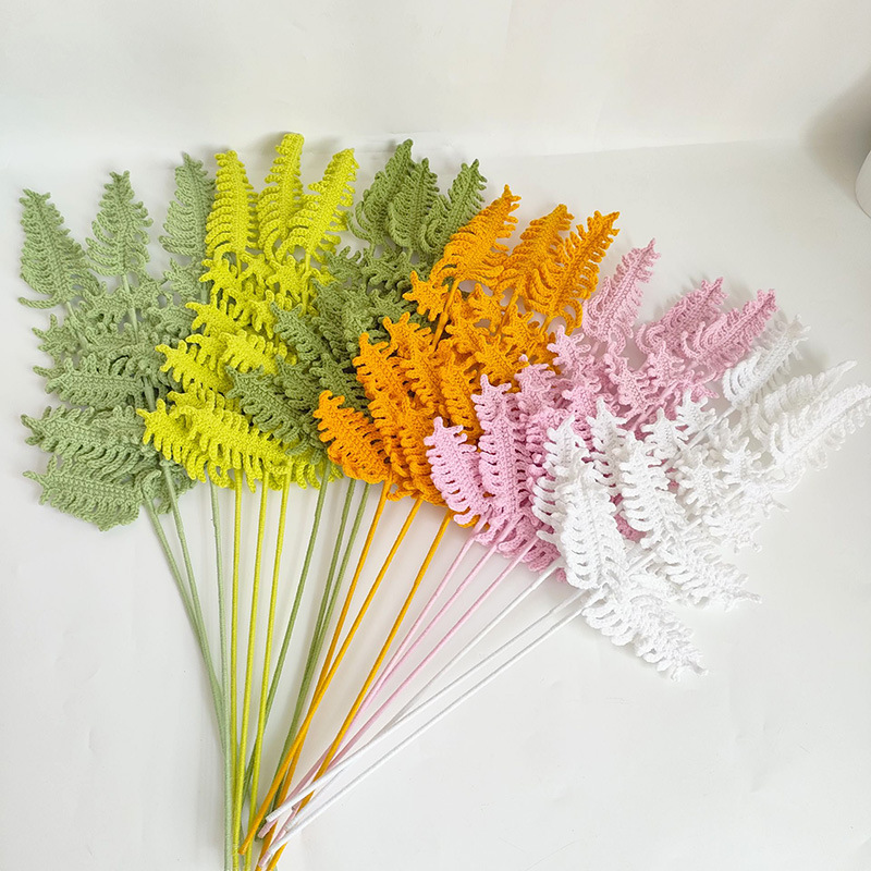 Yarn Home Decor - Nieuw Bloemboeket Met Varenbladeren En Gras