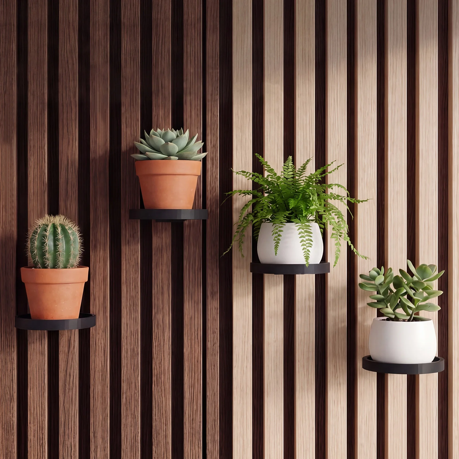 Floating Shelves - 4 stuks akoestische panelen plantenhouder zwart