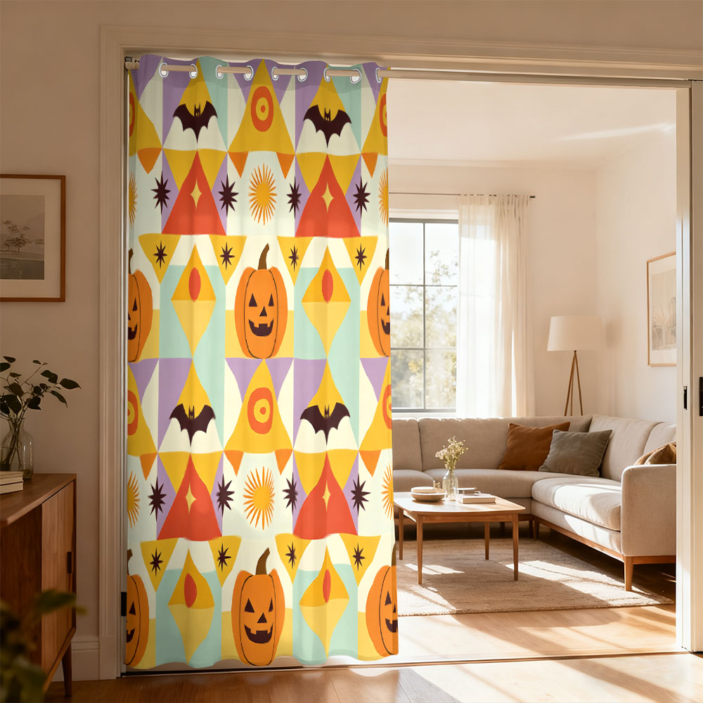 Home Decor Curtains - 1 stuk Halloween pompoen vleermuis geometrische