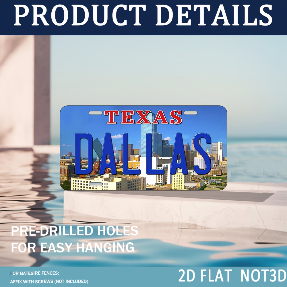 Home Decor Dallas - 2D Plat, 1 stuk Vintage Texas