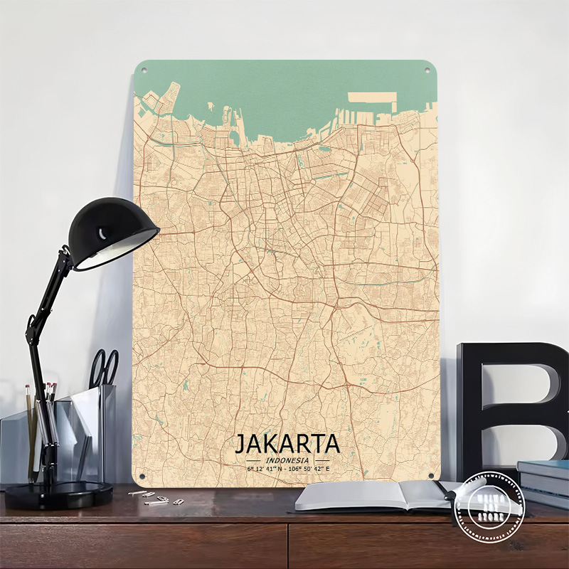 Jakarta Vintage Kaart Gedrukt  - Home Decor Jakarta recensie en prijs