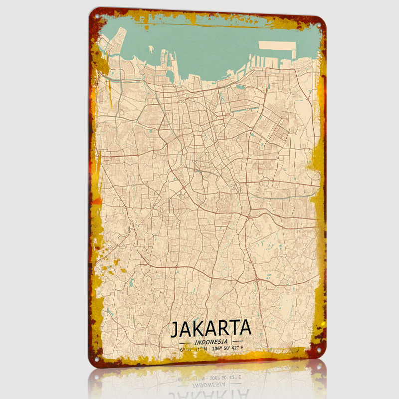 Jakarta Vintage Kaart Gedrukt  - Home Decor Jakarta recensie en prijs