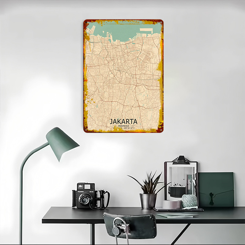 Jakarta Vintage Kaart Gedrukt  - Home Decor Jakarta recensie en prijs