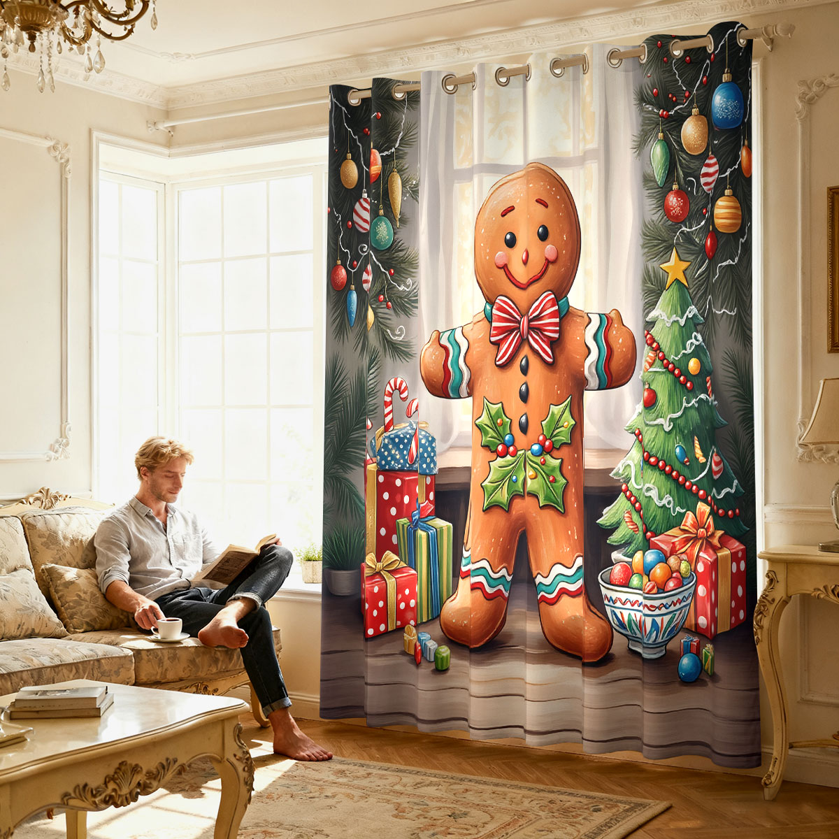 Kerst Gingerbread Man Kerstdec - Home Decor Curtains recensie en prijs