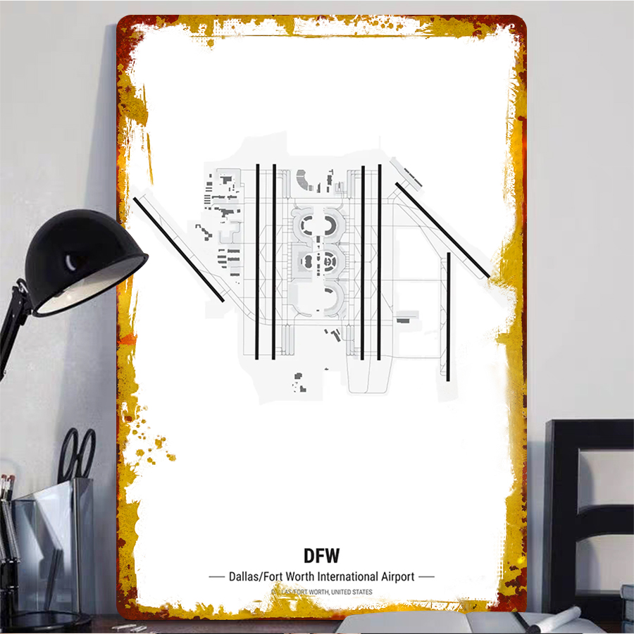 DFW Airport Map Metal Wall Art - Home Decor Dallas recensie en prijs