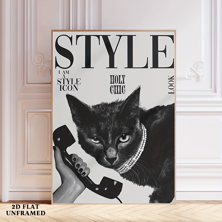 Retro zwarte kat die telefoong - Home Decor Cat recensie en prijs
