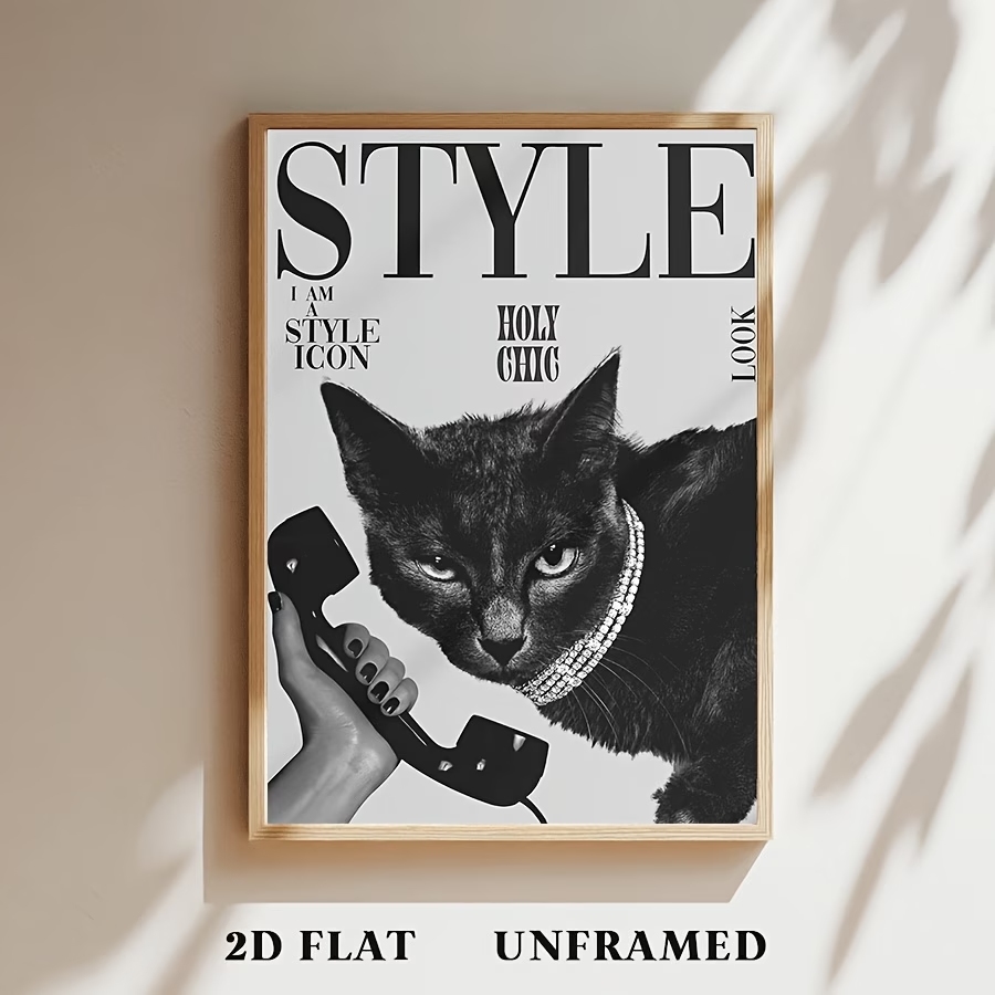 Retro zwarte kat die telefoong - Home Decor Cat recensie en prijs