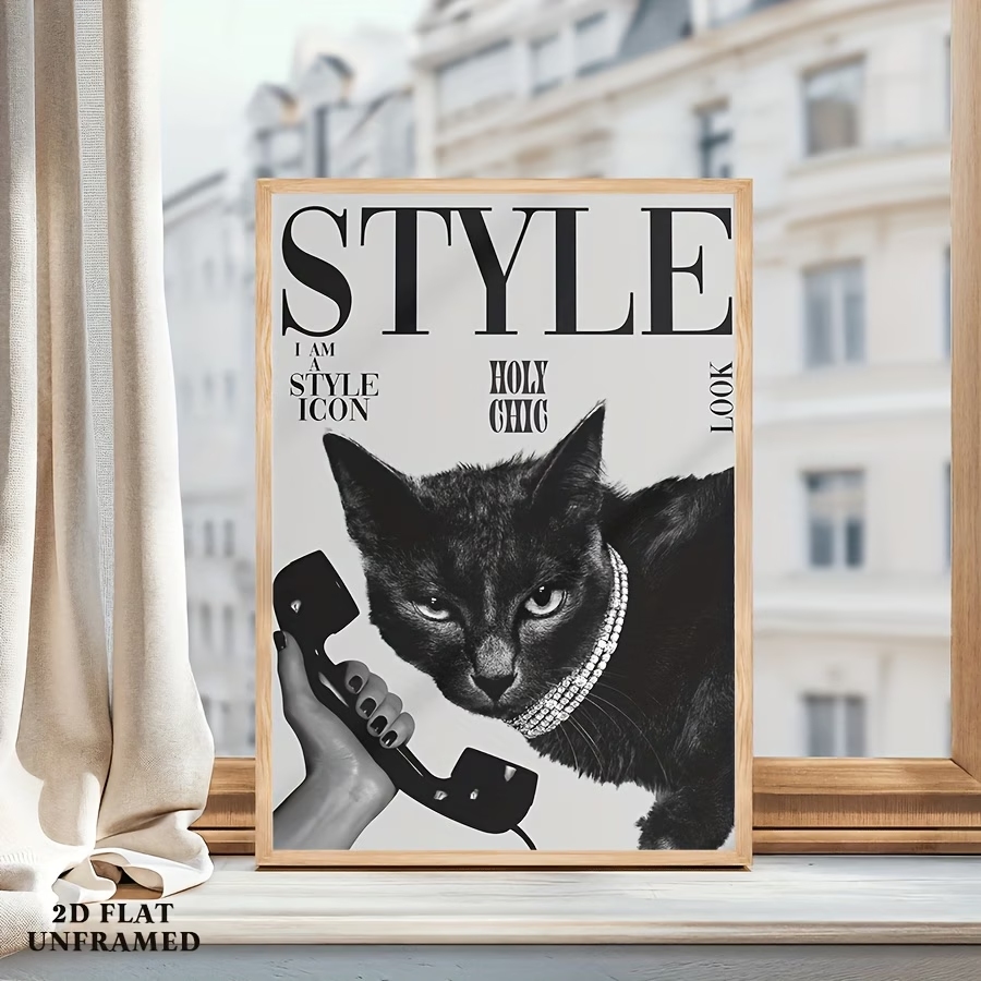 Retro zwarte kat die telefoong - Home Decor Cat recensie en prijs