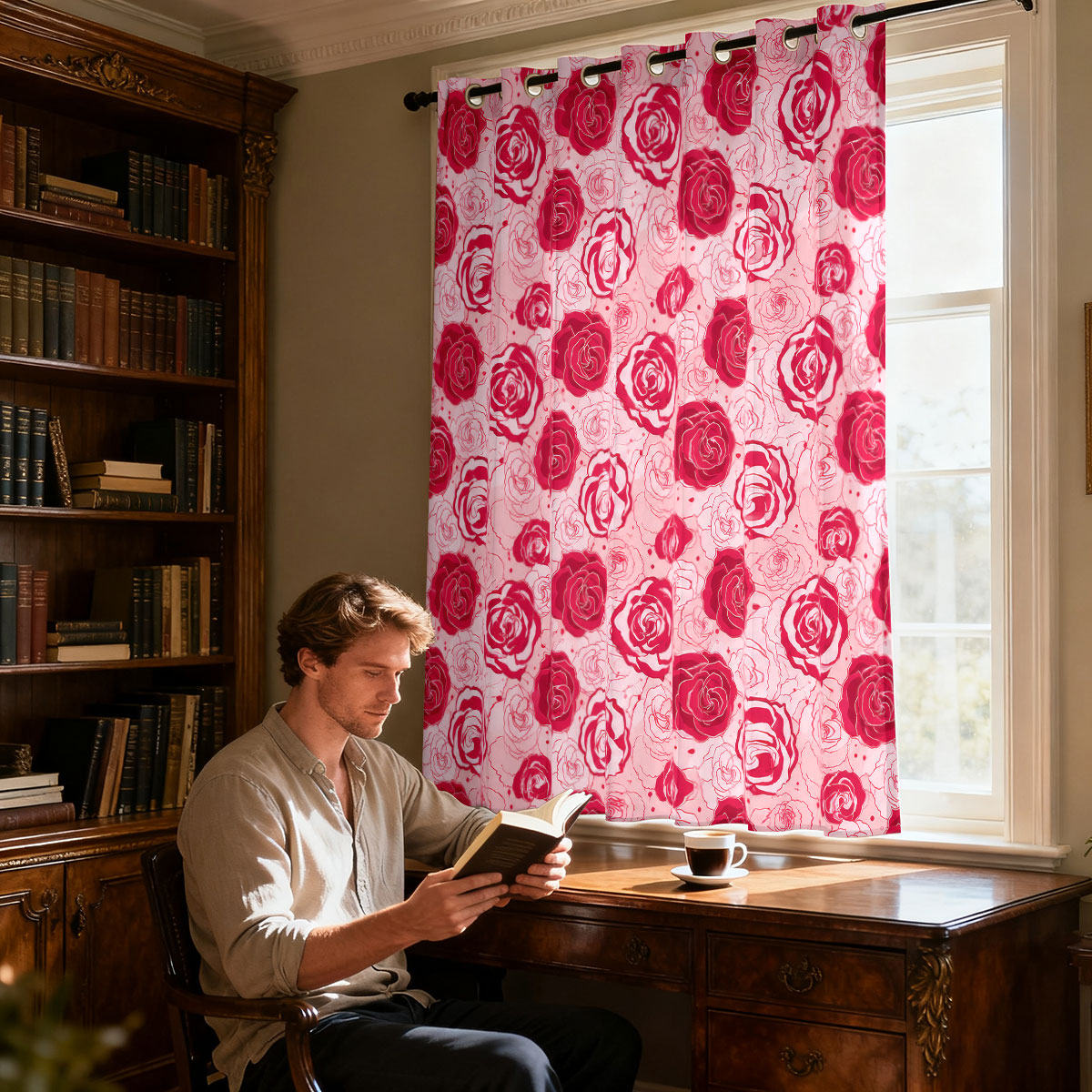 1 stuk lichtgroen roze roos bl - Home Decor Curtains recensie en prijs