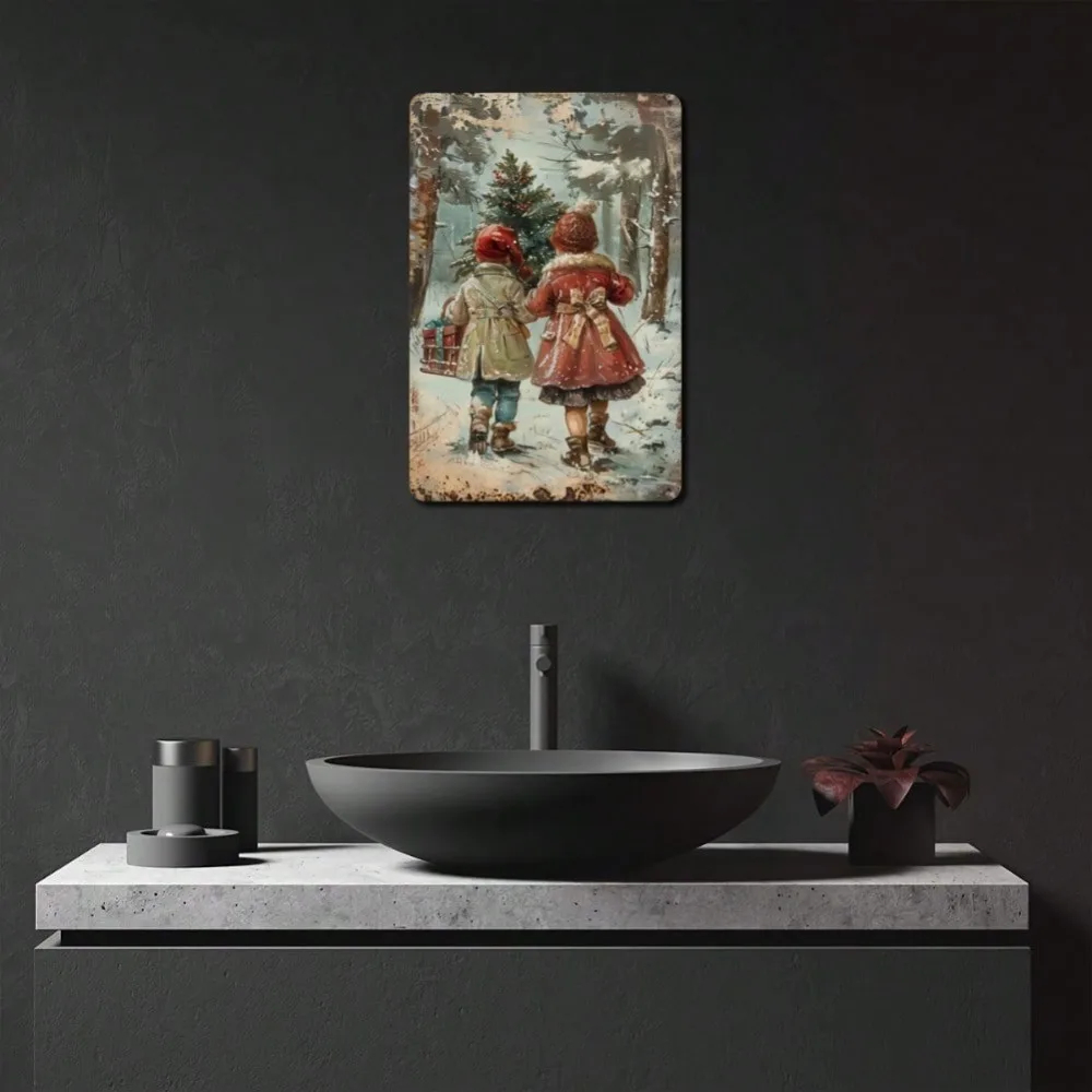 Vintage Kerstmetaalbord 8x12 i - Home Decor Location recensie en prijs
