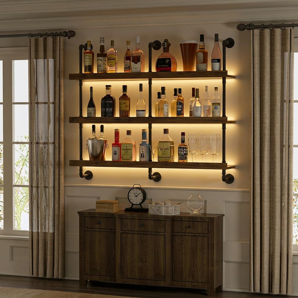 Wandgemonteerd wijnrek met LED - Floating Shelves recensie en prijs