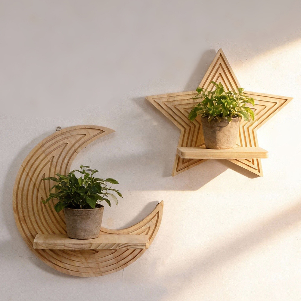 Maanster-vormige houten zweven - Floating Shelves recensie en prijs