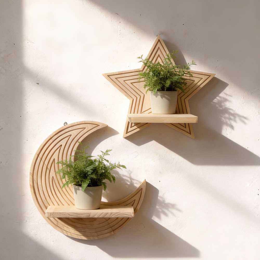 Maanster-vormige houten zweven - Floating Shelves recensie en prijs