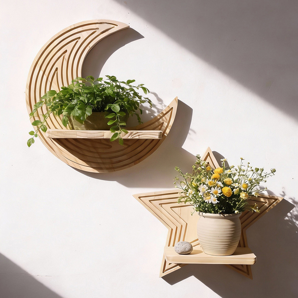Maanster-vormige houten zweven - Floating Shelves recensie en prijs